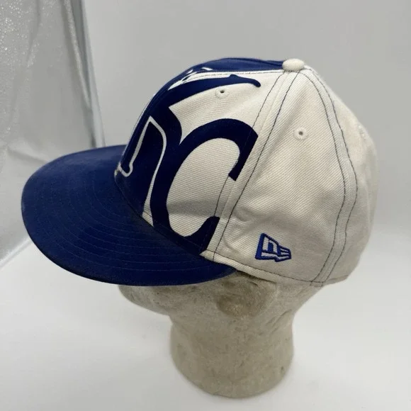 Y2K Kansas City Royals KC Hat New Era 59FIFTY 7 3/8 Blue White Velour MLB - Picture 3 of 9